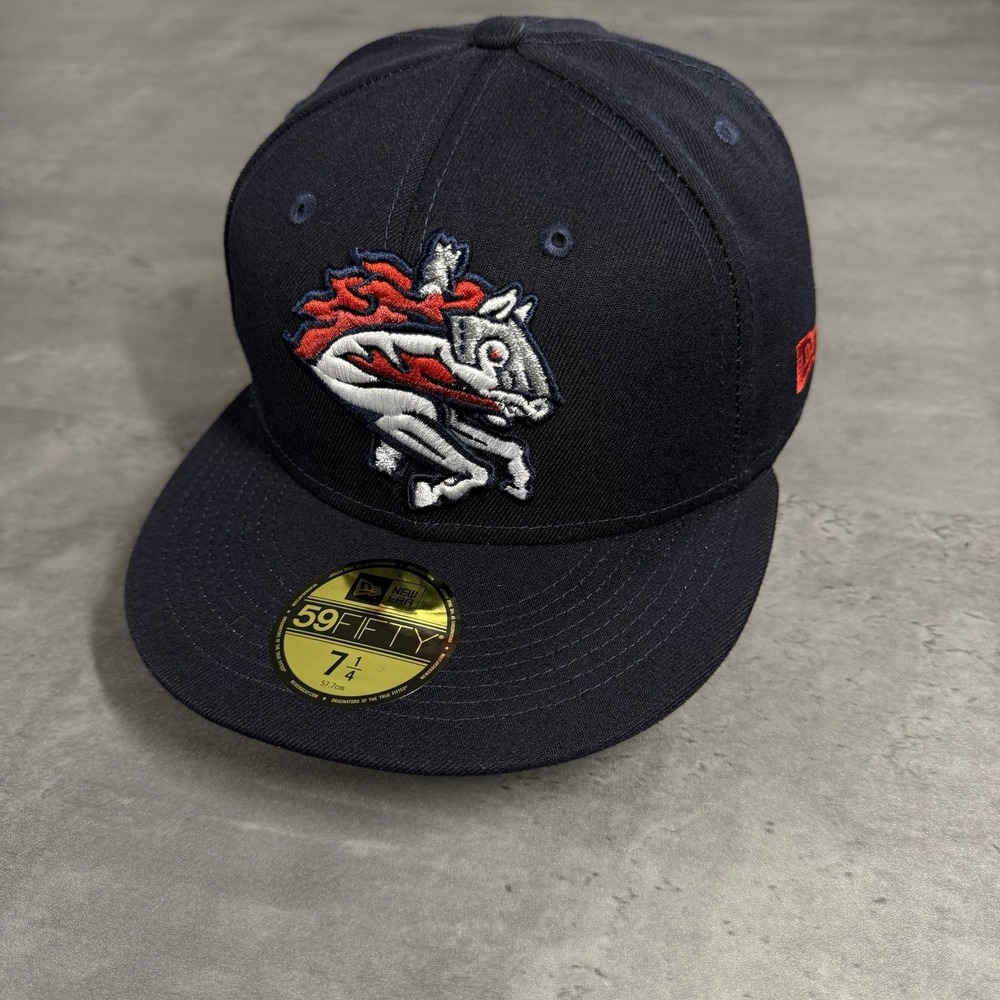 Binghamton Rumble Ponies Hat New Era Cap Navy Blue Red 7 1/4 Farm New York Mets